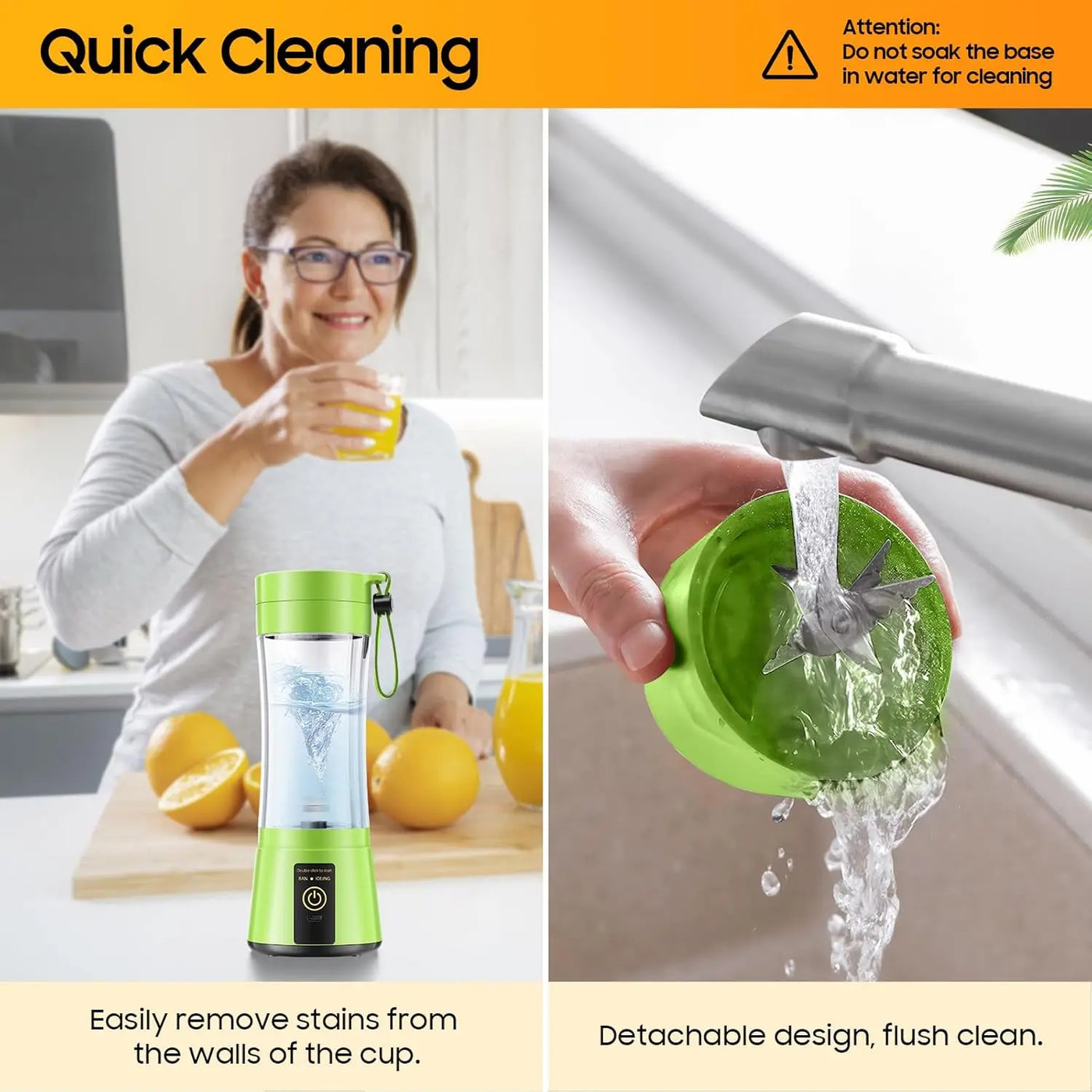 New Mini Portable Blender Bottle USB 6 Blades Fruit Fresh Juicer Smoothies Mixer Machine Crusher Food Processor for Kitchen