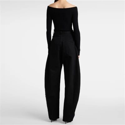 Women's pants 2025 autumn new high waisted slim women's jeans pure cotton straight leg pants  Wide leg pants curved knife jeans