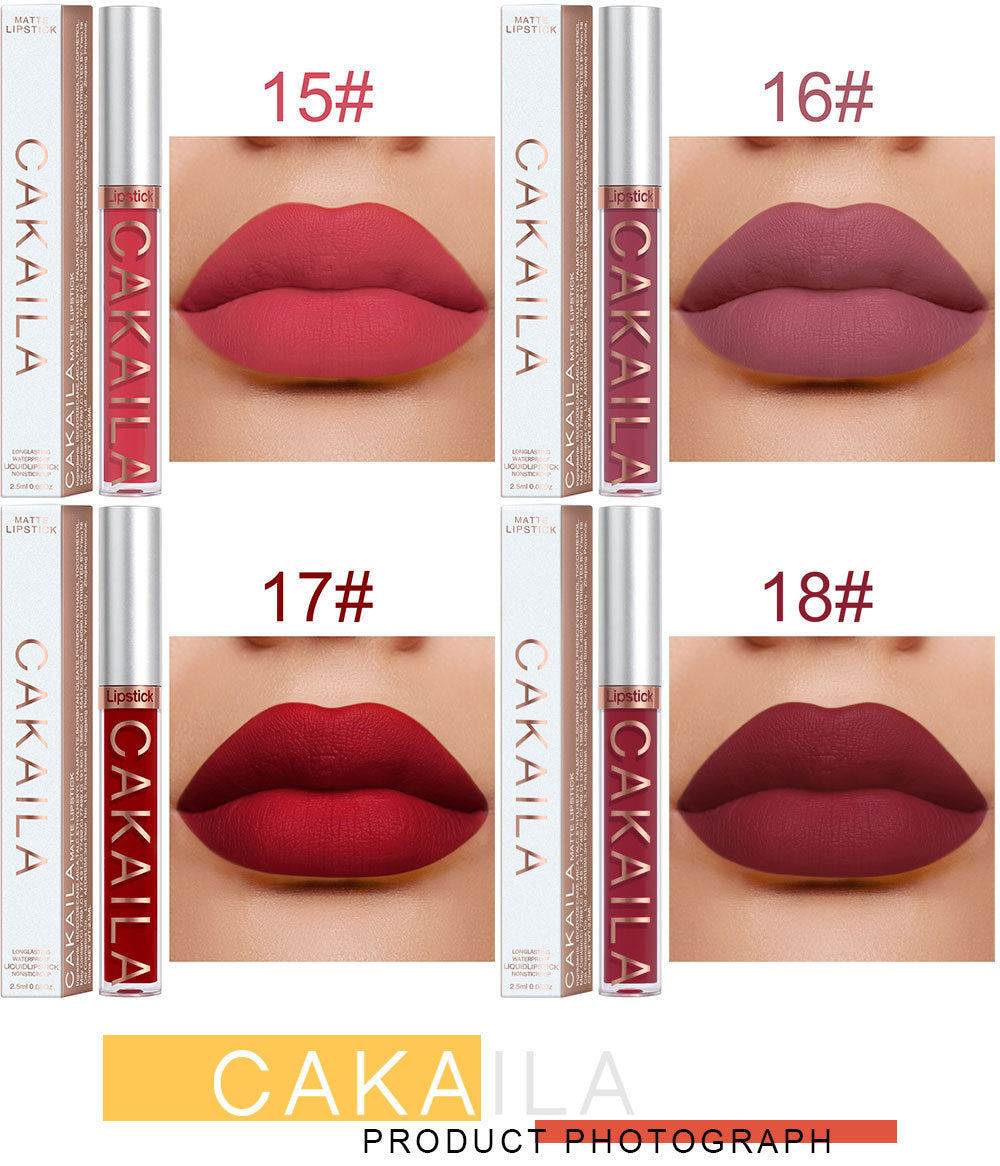 1PC Velvet Matte Lipstick Lip Gloss Light Red Liquid Lip Tint Cream Pigment Long Lasting Silky Texture Lips Women's Cosmetics