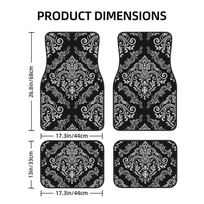 4 Pcs Car Floor Mats Bohemian Pattern European Ethnic Auto Rubber Carpet Universal Interior Accessories for Front and Rear Seats