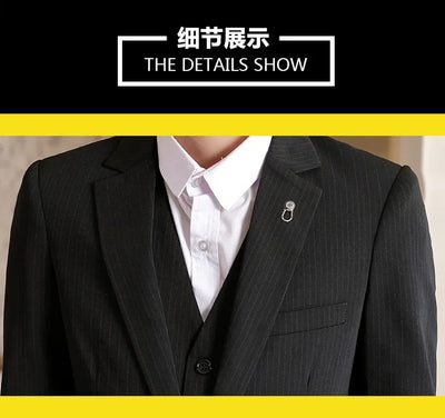 Suit (Blazer+ Vest + Trousers +) Men's Fashionable Business Solid color Gentleman's Wedding Workwear Casual Performance Suit