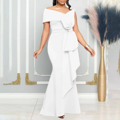 Elegant Dresses for Women 2024 New One Shoulder Ruffles Mermaid Floor Length Luxury Female Birthday Party Dinner Vestidos Mujer