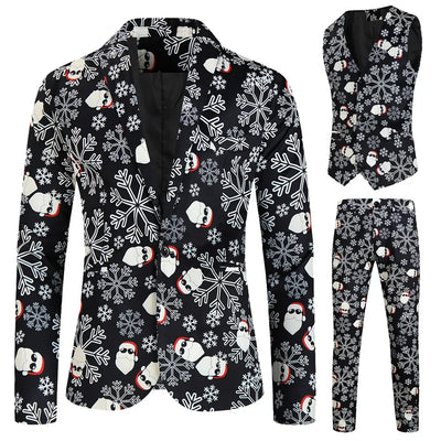 Men's Blazers Sets Rainbow Striped Print Blazers Jacket+Pants+Vest Man three Pieces Sets Prom Party Stage Singer Dancer Costumes