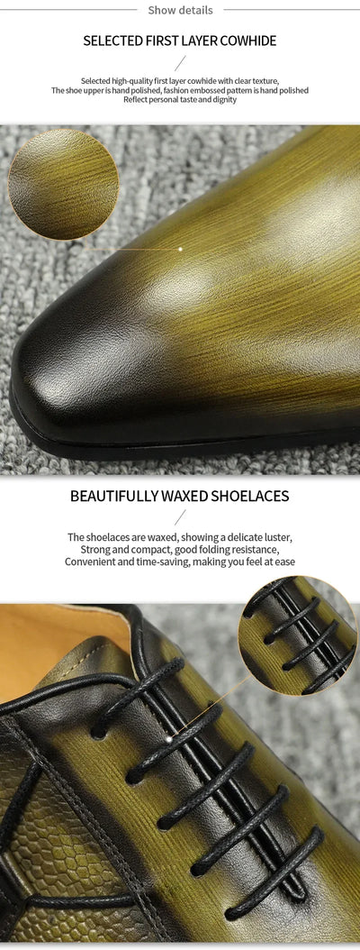 Men's Oxfords Leather Shoes for Male Office Formal Social Elegant Fashion Poited Toe Wedding Party High Quality Dress Offic Shoe