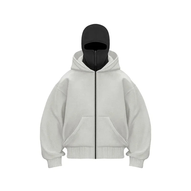 "2025 Men's Designer Clothing: Double-zipper hoodie, autumn and winter masked hip-hop Sweatshirt, Fitness and casual Hoodie.