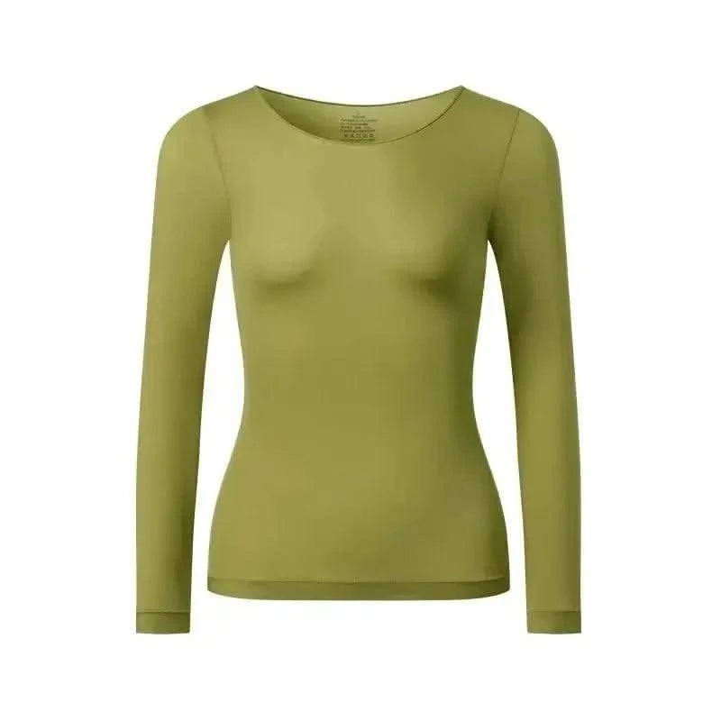 Women's Thermal Underwear Autumn Winter Bottoming Shirt Long-sleeved T-shirt Thin Thermal Top Second Women's Thermal Skin L-XL