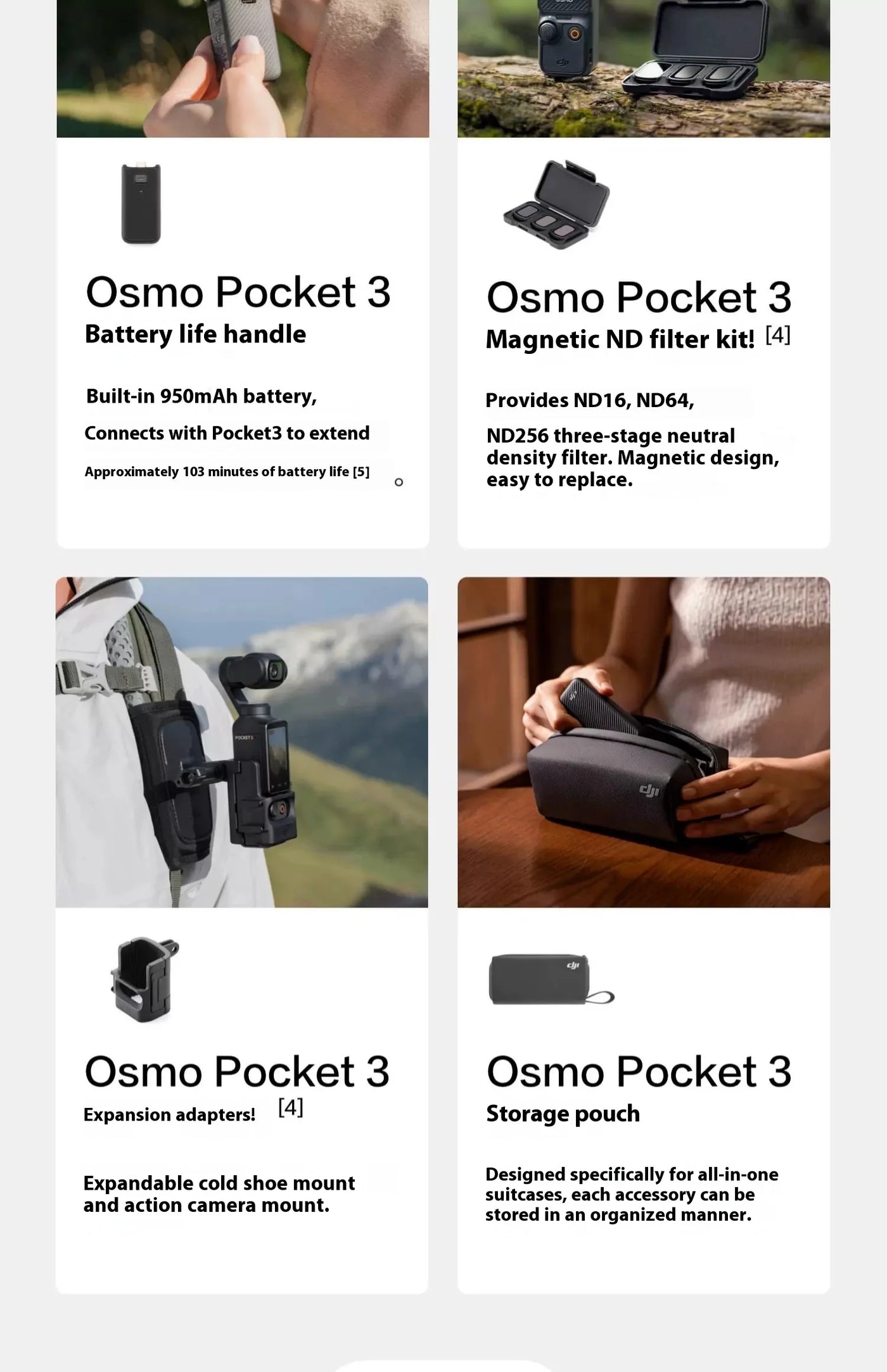 DJI Osmo Pocket 3 Handheld PTZ Smart Travel with An Inch Pocket PTZ Camera Handheld Vlog Camera Outdoorl Gifts