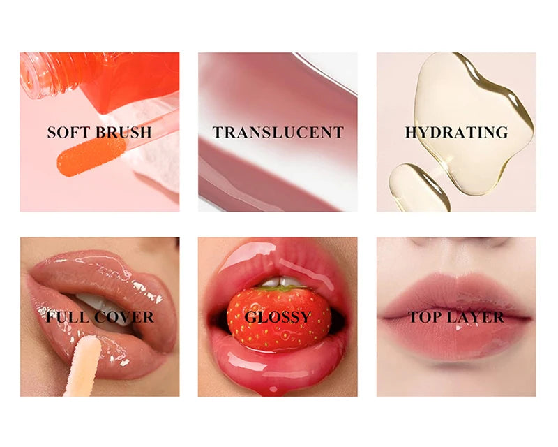 Water Light Honey Essence Lip Oil Long Lasting Moisturizing Fruity Shimmer Jelly Reduce Lip Lines Liquid Lipstick Gloss Makeup