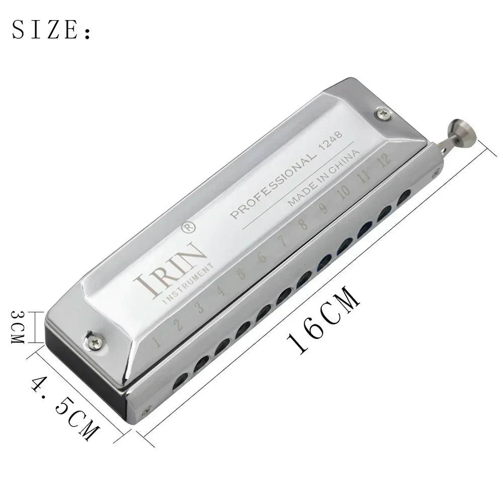 IRIN 12 Hole 48 Tone Harmonica Half Scale Harmonica Tones Semitones Switch Professional Woodwind Music Instrument Accessories