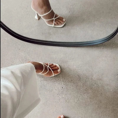 2023 Summer Pumps Sexy high heels Slippers Sandals Shoes Women Thin High Heels Square Toe Sandal Lady Pump Shoes Mules white