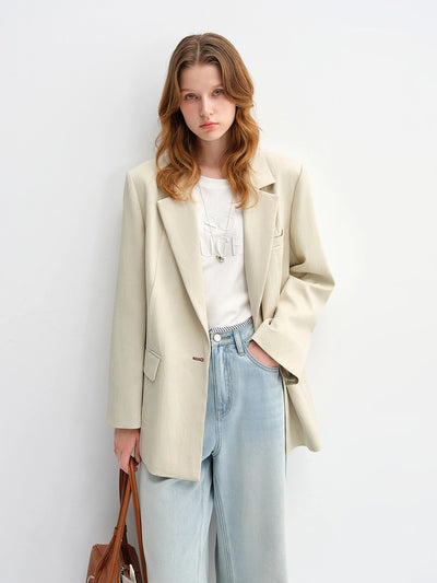 DUSHU Women's Light and Simple Commuting One-button Silhouette Suit 2025 Autumn New Casual Simple Short Jacket 25DS83087
