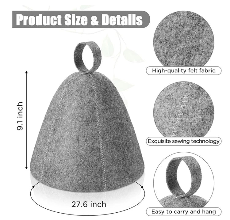 Sauna Hats Thicken Wool Felt Shower Cap Hair Turban Quickly Towel Drying Hats Felt Sauna Hat Men Dry Sauna Cap for Man