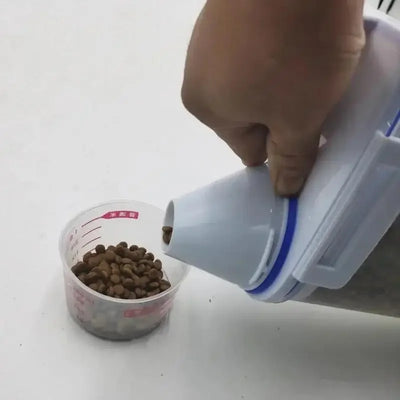 Pet Food Storage Container with Measuring Cup Handle Airtight Waterproof Pet Food Storage Dispenser Portable Buckets Feeder