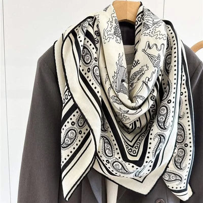 Large Square Wool Blanket Scarf Wraps Women Shawl 132x132CM