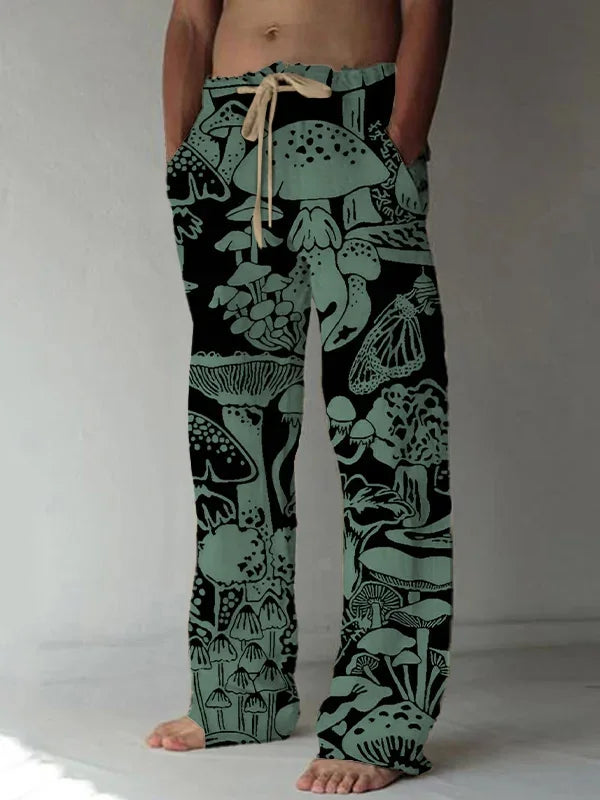 Full Length Wide Leg Pants Printed Colorful Mushroom Hipster Harajuku Summer Trousers Streetwear Sweatants Men Women Clothing