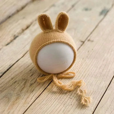 Knitted Handmade Rabbit Hat | New-born Photography Props |Adjustable Infant/ Baby  Headwear