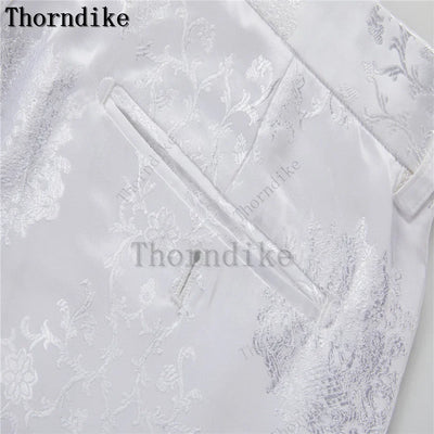 Thorndike Classic White Groom Tuxedo Groomsmen One Buttons Royal Blue Peaked Lapel Best Man Suit Wedding Men's Blazer Costume