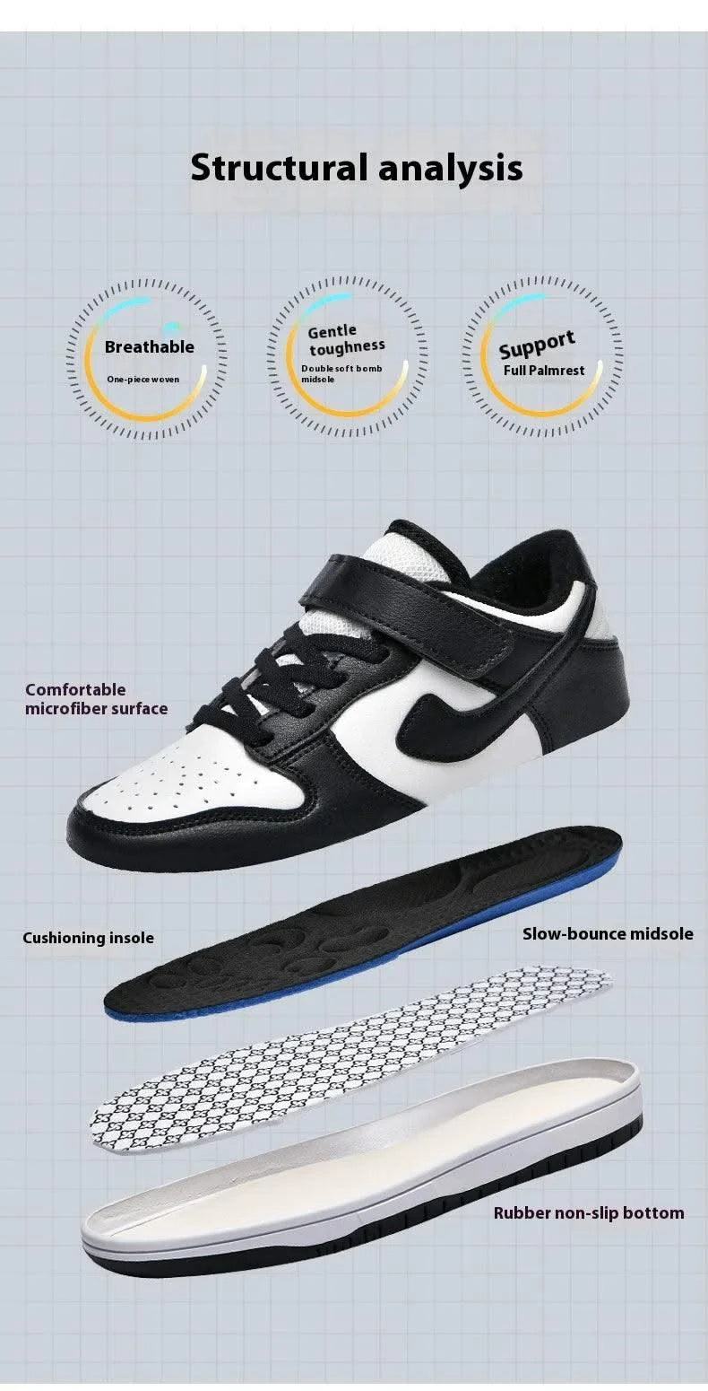 Boys' sports shoes 2025 new leather-covered waterproof children's casual shoes primary school trend non-slip board shoes