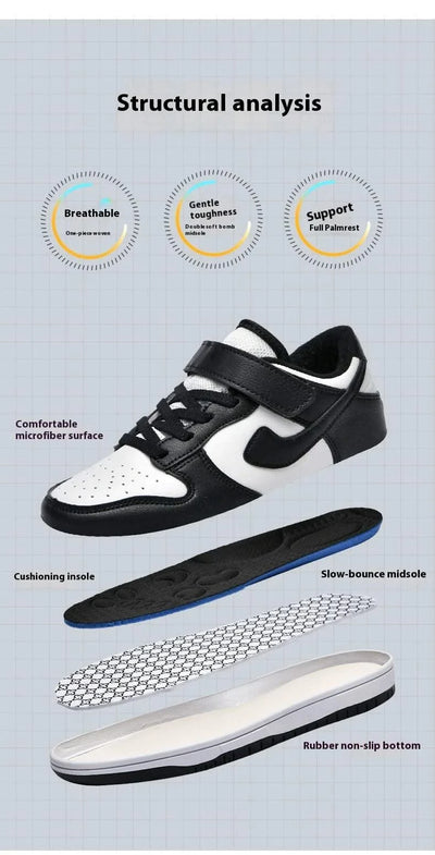 Boys' sports shoes 2025 new leather-covered waterproof children's casual shoes primary school trend non-slip board shoes