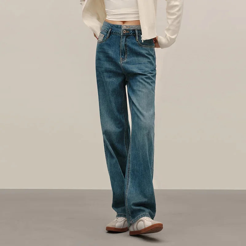 Semir 2025 Women Jeans Autumn New High-waisted Wide-leg Pants All-match Trousers for Women