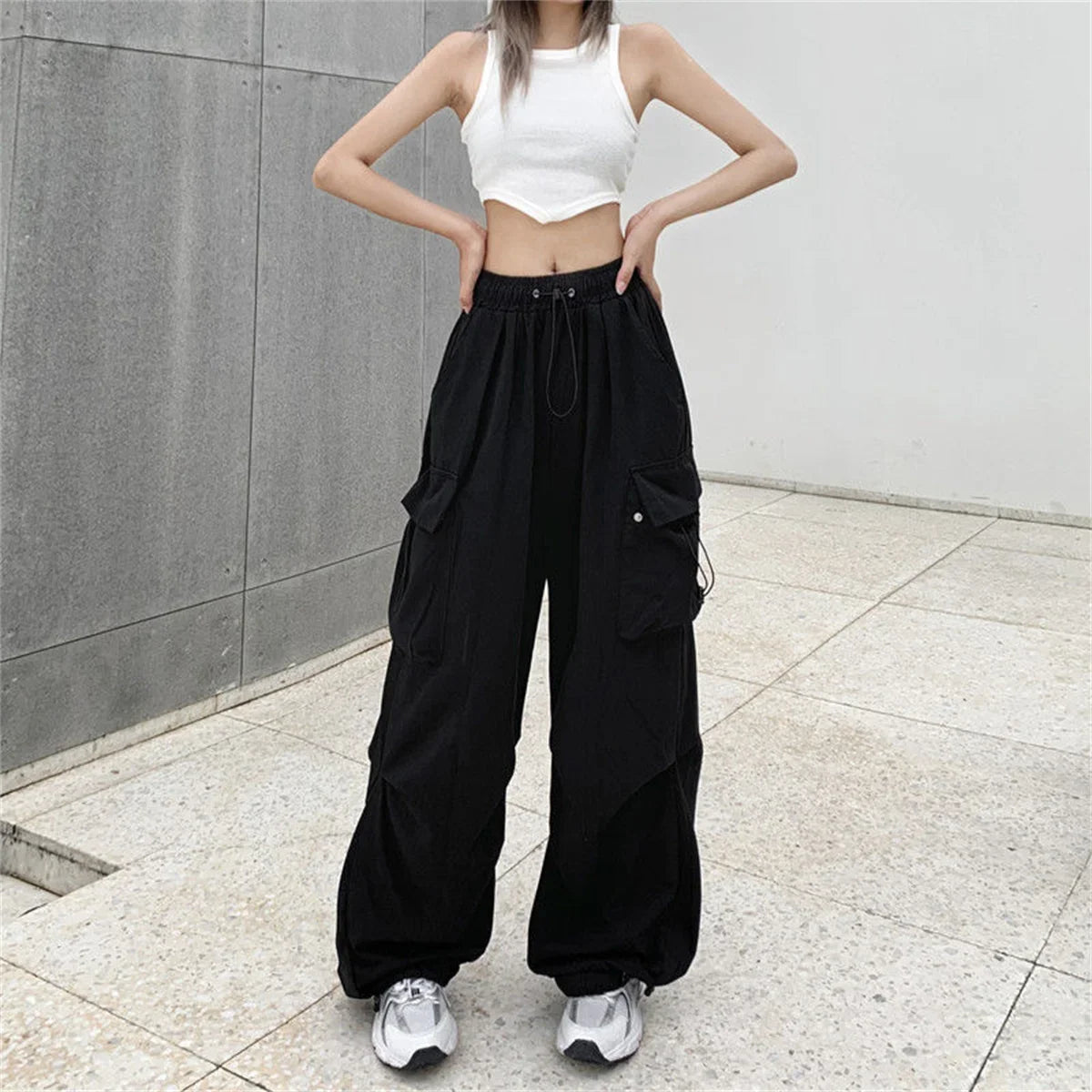 Pockets Cargo Pants Women Outdoors High Waist Cool Outwear Baggy Tactical Trouser Fashion Hip Hop Joggers Trousers Female Pants