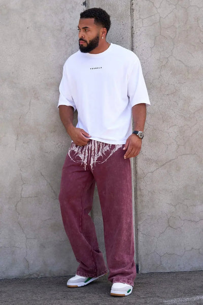 Men's straight legs wide pants fitness training casual sports outdoor running trousers fashion American style brand sports pants