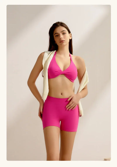 European and American Yoga Suits for Women Three-quarter Pants Two-piece Set Beautiful Strap Peach Buttock Lifting Fitness