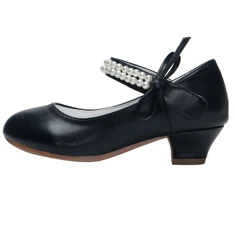 Pearl Crystal Princess Leather Shoes| High Heel Shoes For Kids, Girls, Teen Party | Wedding | Formal Sandals