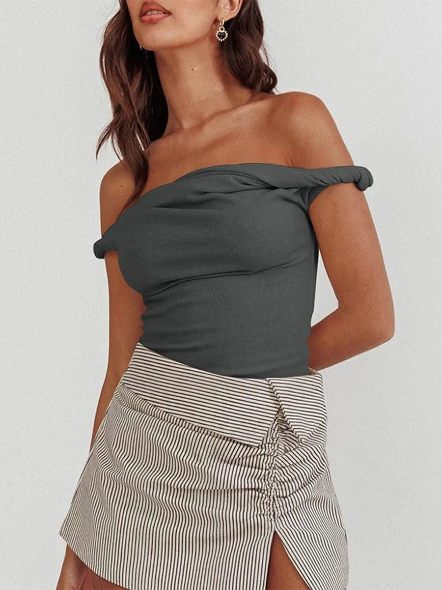 Women Twisted Off Shoulder Tank Tops