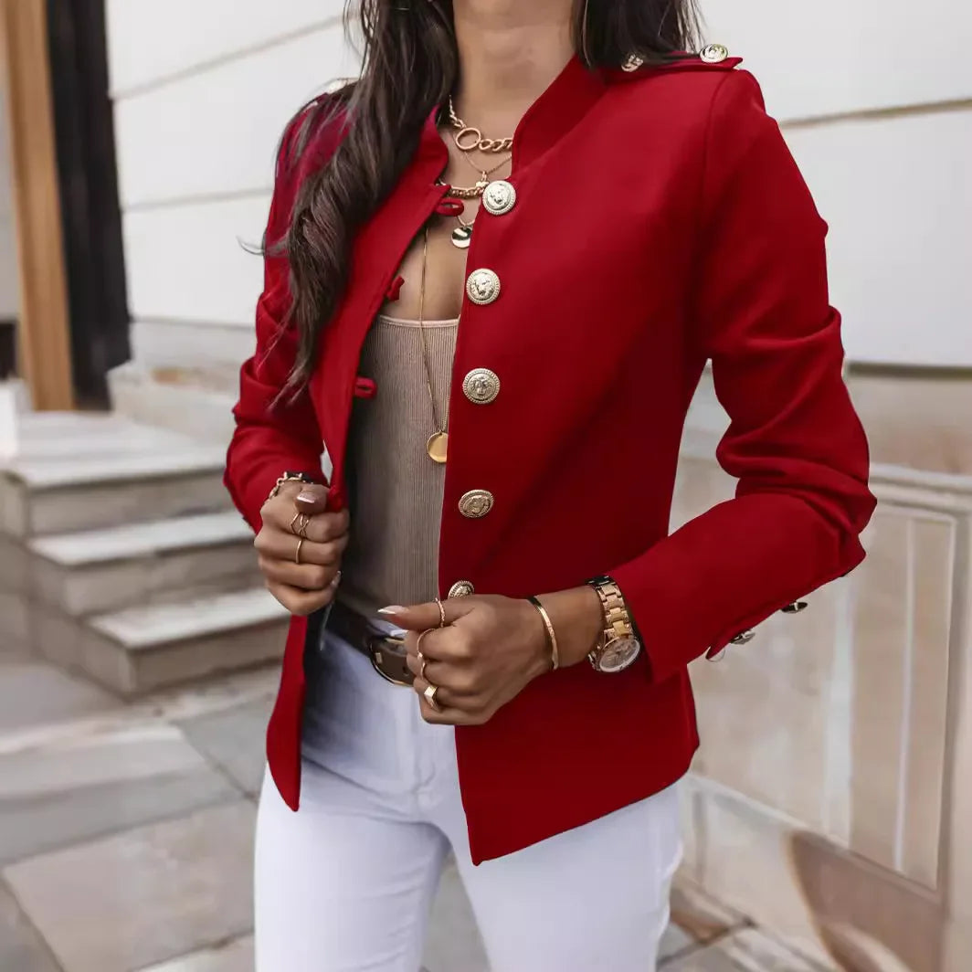 Women's Blazers Long-sleeved Suit Tops Fashion Slim Buttons Casual Sblazer Street Office Coats for Female