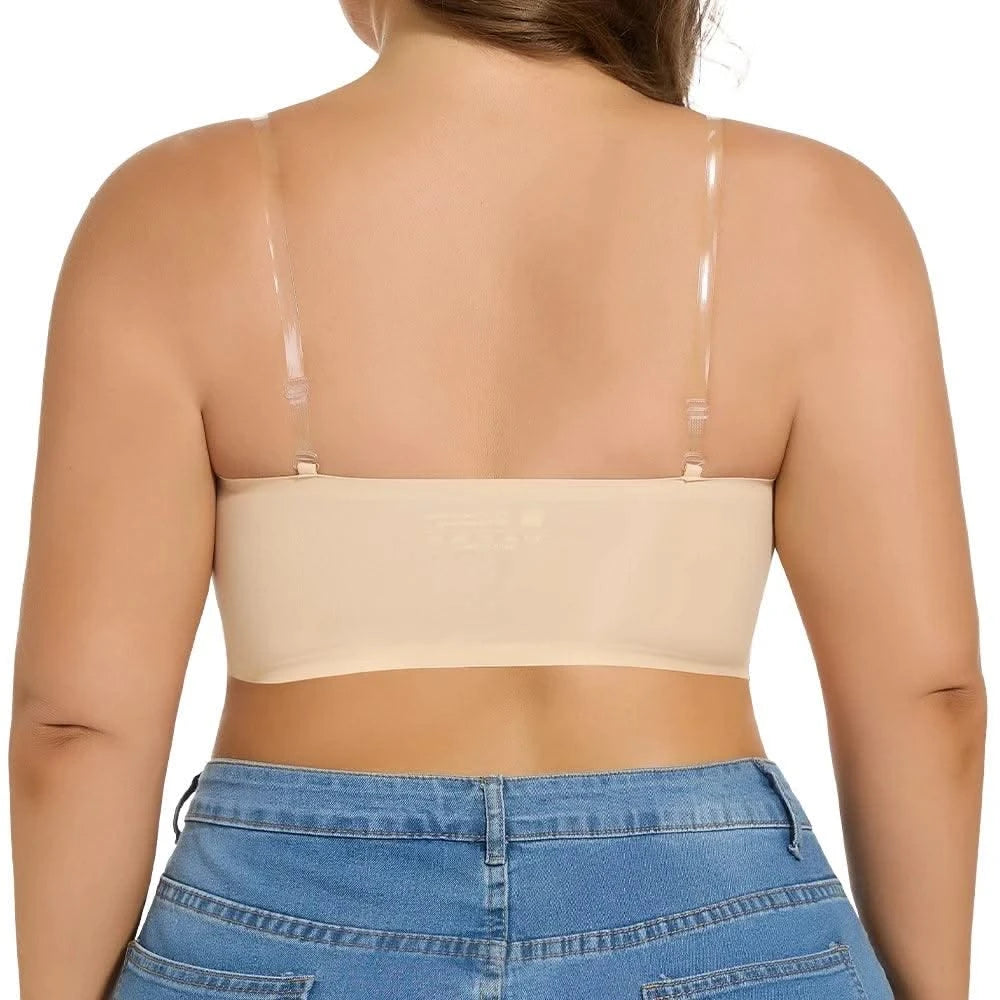 Strapless Bras for Women Lift Bra Wire-Free Anti-Slip Invisible Push Up Seamless Detachable Straps Bandeau