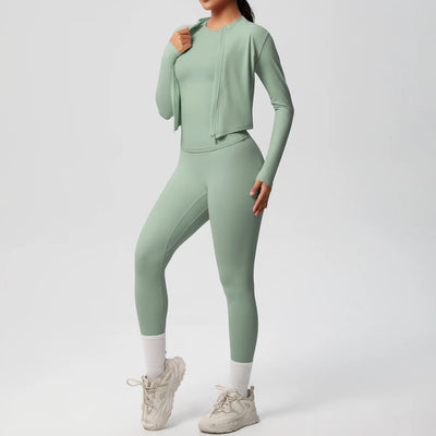 Women Sportswear Yoga Set Workout Clothes Athletic Wear Sports Gym Legging Fitness Top Long Sleeve Yoga Suit ﻿