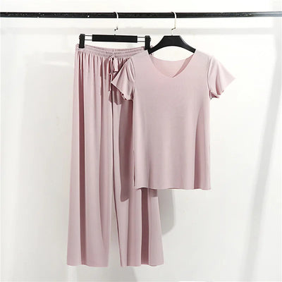 Female Home Clothes 2 Pieces Set Lady Home Suit Summer Women Lounge Wear Autumn Loose Homewear Suit for Women Pajamas Pants Set