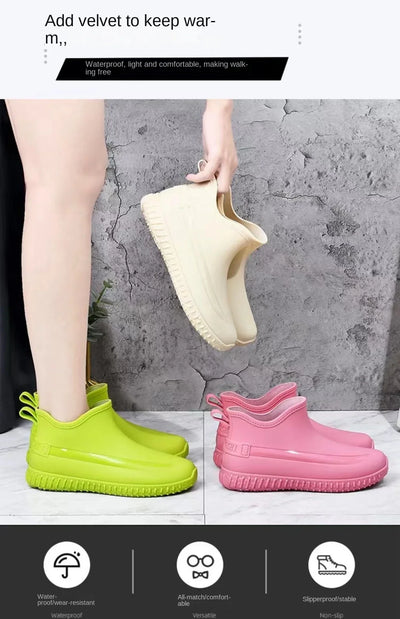 Women's Rain Boots Are Fashionable, Lightweight, Thick Soled, Wear-resistant, Rainproof, and Slip Resistant When Worn Externally