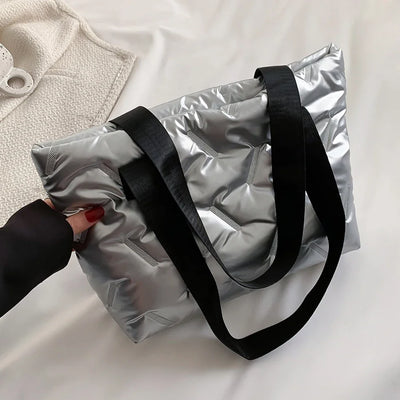 Fashion Large Tote Padded Handbags Designer Quilted Women Shoulder Bags Luxury Nylon Down Cotton Crossbody Bag Winter Purse 2023