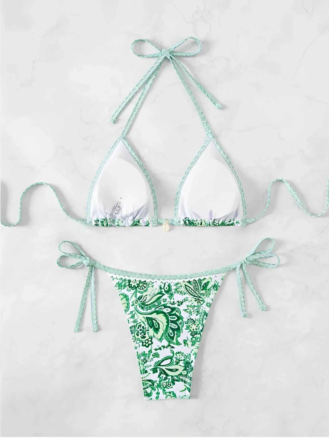 2025 Halter String Triangle Two Piece Bikini Women Swimwear Female Swimsuit Bathers Bathing Swimming Suit Beachwear Summer - Elanique