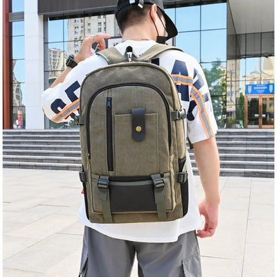 2023 Mountaineering Bag Backpack for Men Canvas Large Capacity High School Backpacks Outdoor Travel Camping Bag Computer Bag