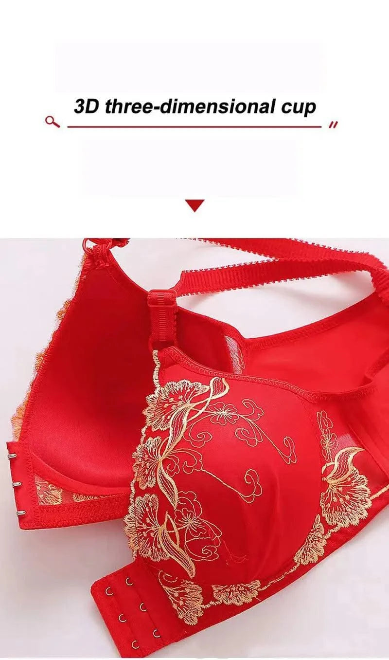 Lace Embroidery Bra Women Front Closure Underwear Wireless Bras Lady Push Up Brassiere Breathable Thin Female Bralette Lingerie
