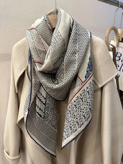 Designer Silk Wool Scarf Women Large Edge Shawls Square Bandanas Top Accessories Neck Accessory