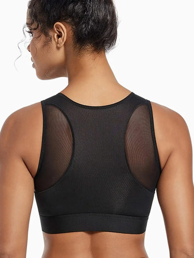 Plus Size Sports Bra for Women High-Strength Shock-Absorbing Gathering Top Running Zipper No Steel Bracket Underwear Yoga Vest