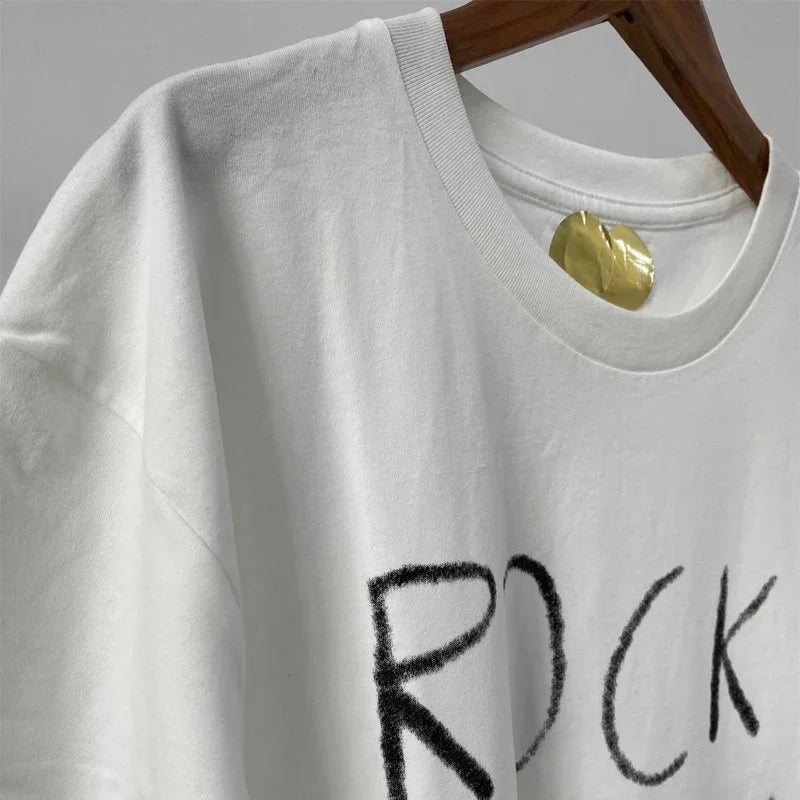 Women White T Shirt Casual Short Sleeve Tops Female Letter Graffiti Printing Tees Crew Neck Loose T-Shirt Summer Cotton T-Shirts