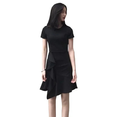 Midi Ruffle Women's Dress Soft Black Female Dresses Harajuku Elegant and Beautiful on Sale Clearance New in Clothing Hot Retro X