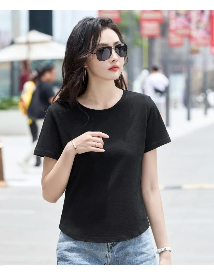 Oversized Summer T shirts for Women Casual Female Korean Streetwear Tees Unisex Basic Solid Young Cool Tops
