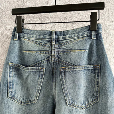 Women's pants 2025 autumn new high waisted slim women's jeans pure cotton straight leg pants  Wide leg pants curved knife jeans