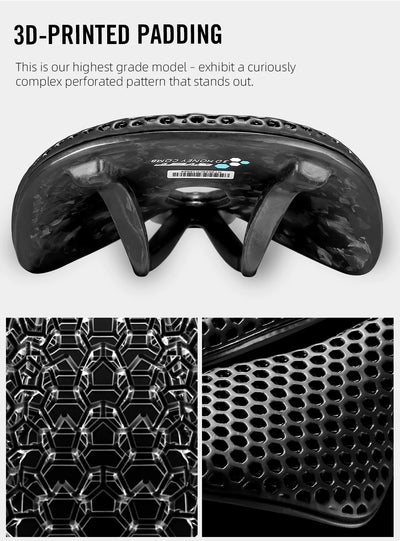 RYET 3D Printed Bike Carbon Saddle 140mm 142mm Super Light Road MTB Racing EVA Saddles Bicycle Seat Cushion Cycling Seating Part