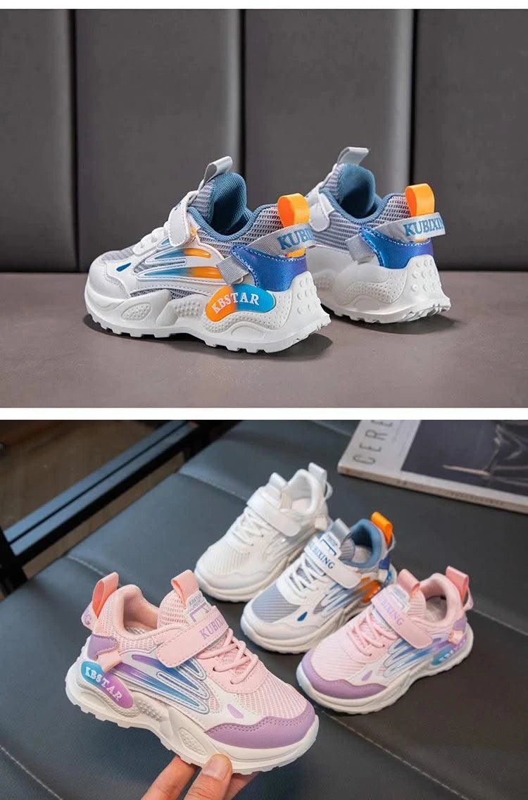 Children's Sports Shoes for Boys Girls Running Sneakers Air Mesh Fashion Classic Boys Casual Shoes Breathable White Blue Pink