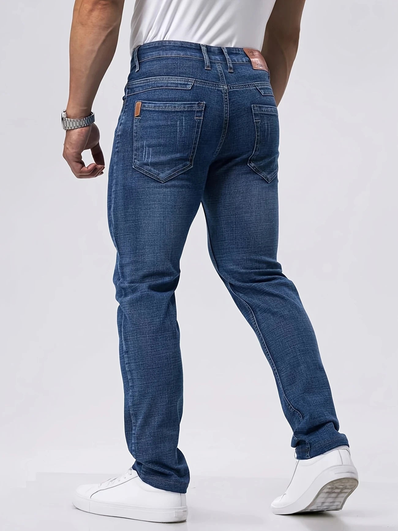 2025 New Business Men's Jeans Casual Straight Stretch Fashion Classic Blue  Work Denim Trousers Male Brand Clothing 29-40size