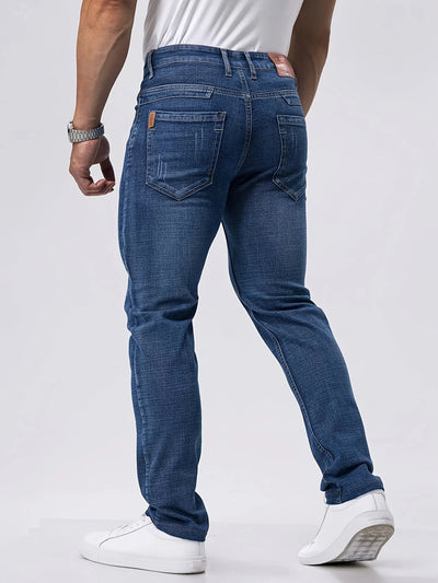2025 New Business Men's Jeans Casual Straight Stretch Fashion Classic Blue  Work Denim Trousers Male Brand Clothing 29-40size