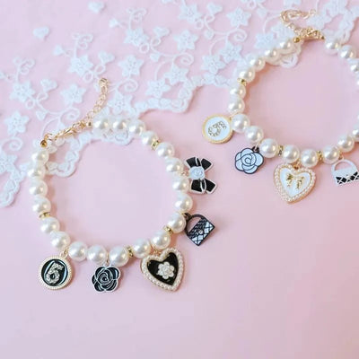 Pet Pearl Collar Little Cat Dog Love Pearl Necklace Cute Dog Jewelry Pet Accessories Puppy Necklace Bow Ties Dogs Pet Products