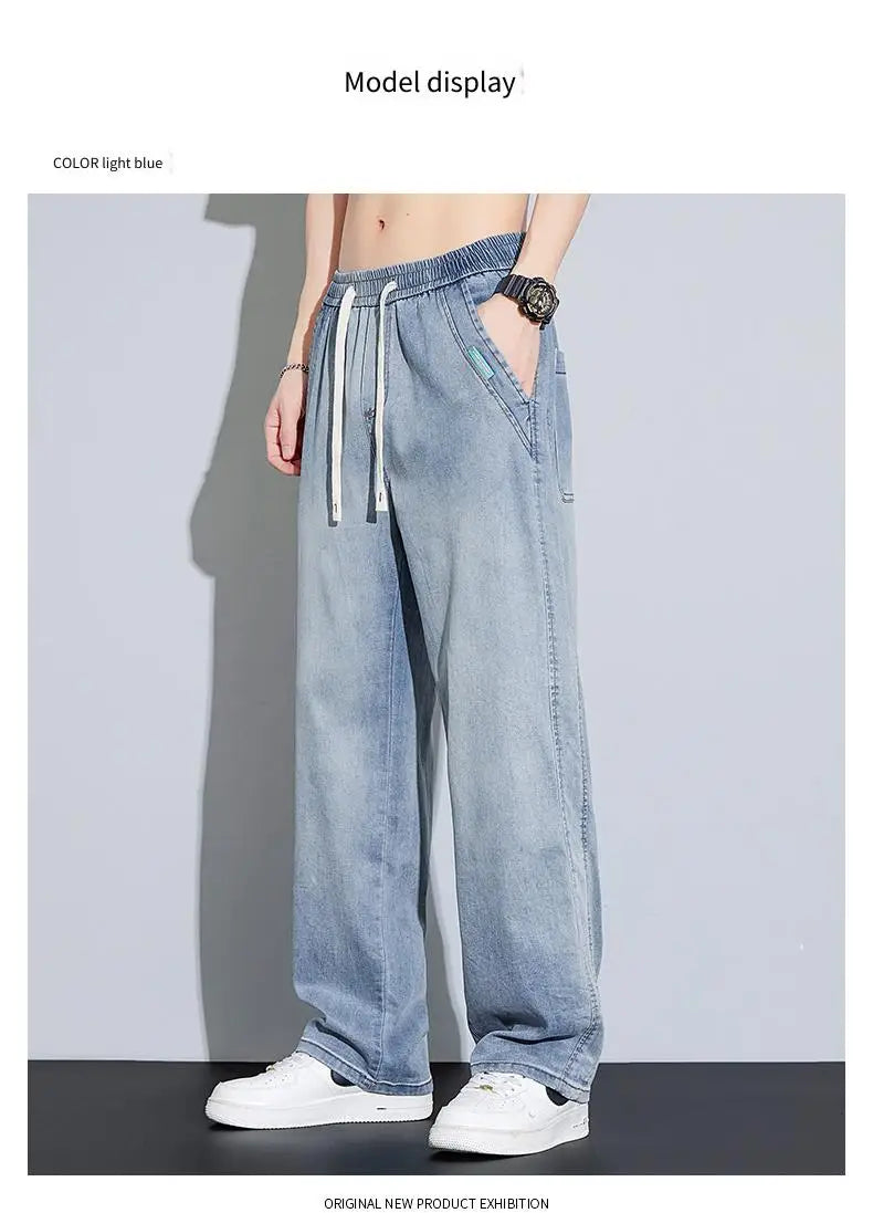 Men's Summer Pants Baggy Thin Model Jeans Pant Wide Legs Loose Casual Trousers Y2k Man Clothing Designer Clothes Man Jean Jorts
